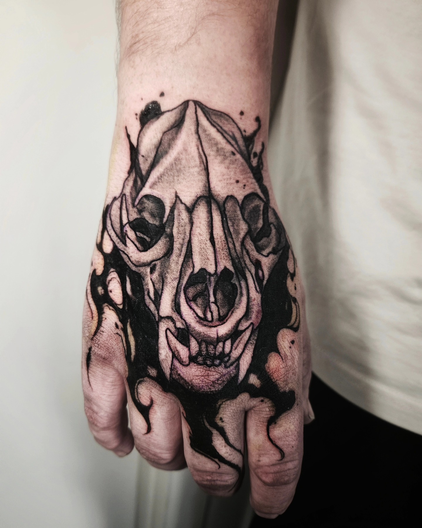 Bear Skull Hand Tattoo
