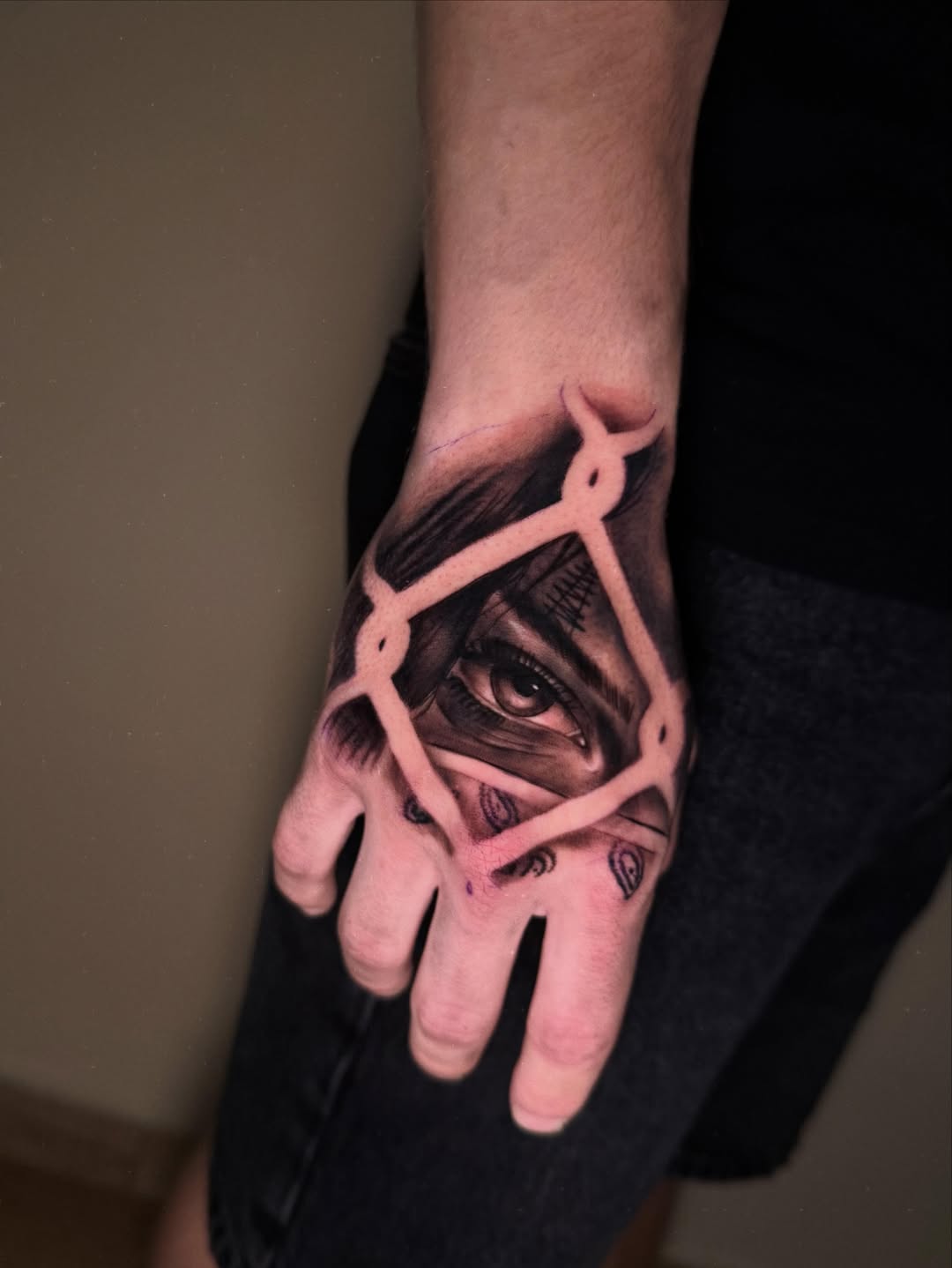 Eye In Sacred Geometry Hand Tattoo