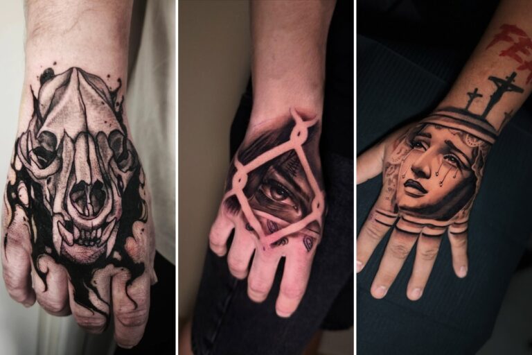 Aesthetic hand tattoos for guys and delicate ink ideas collage