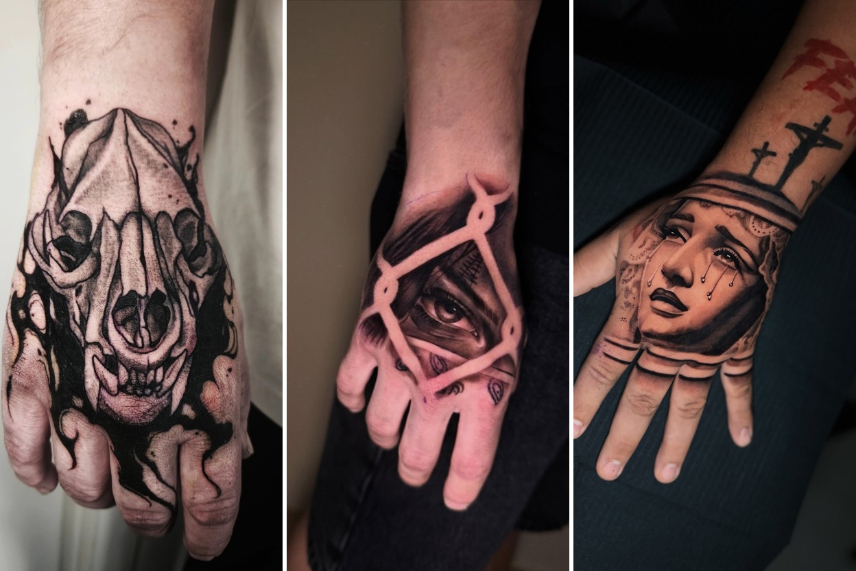 Aesthetic hand tattoos for guys and delicate ink ideas collage