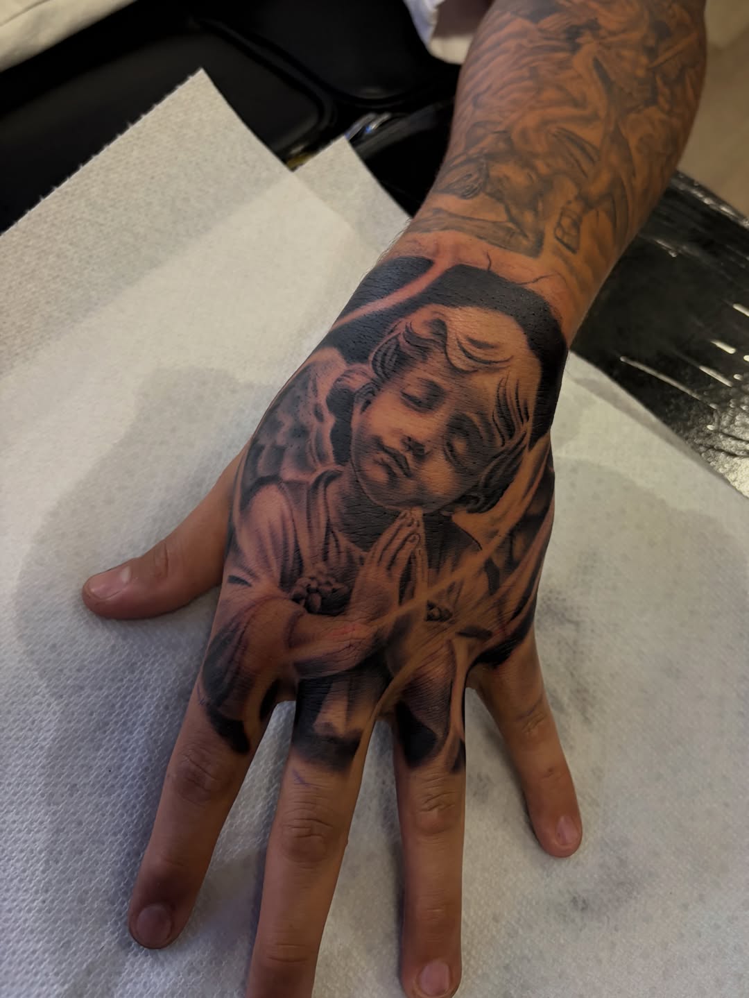 Praying Angel Hand Tattoo