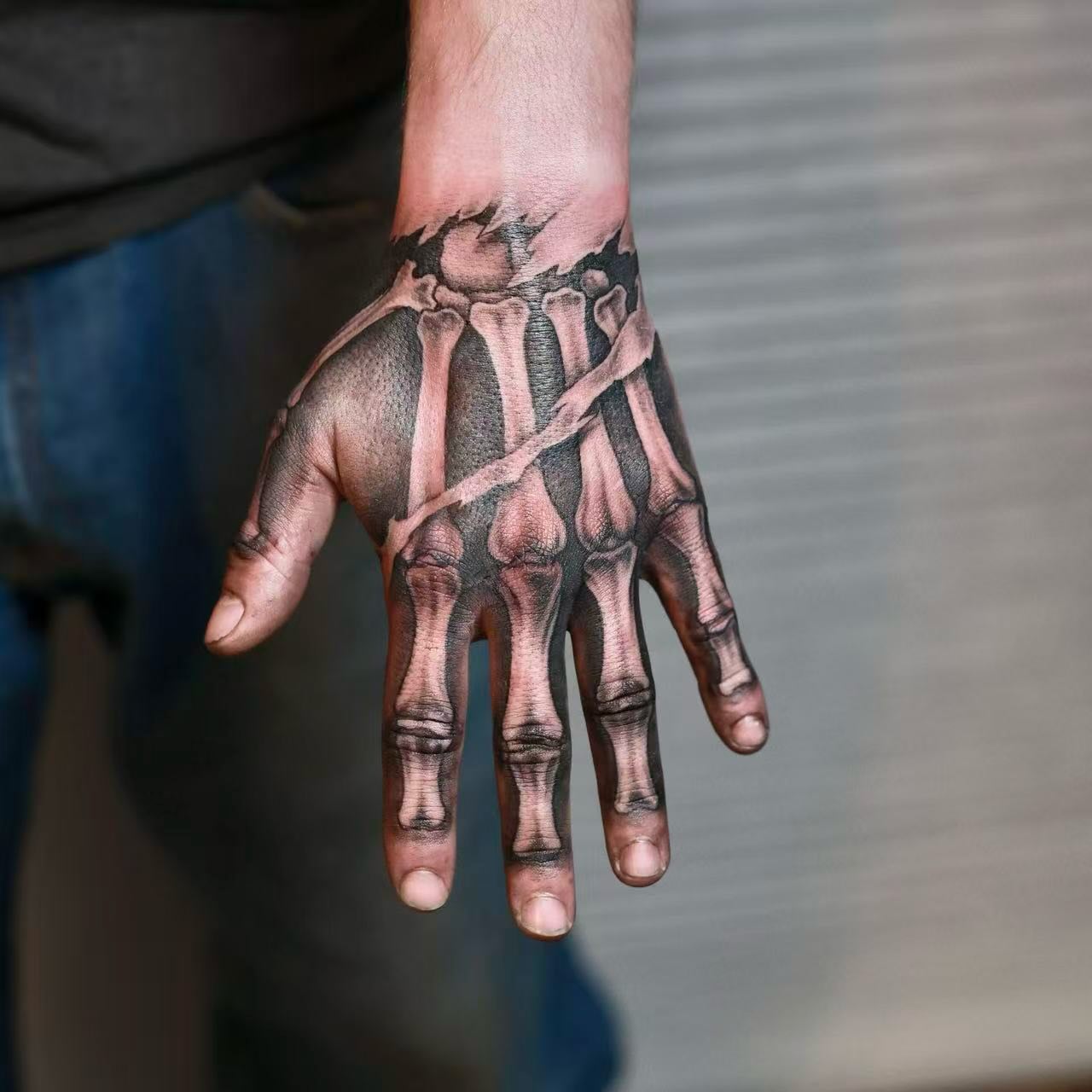 Skeletal Hand Bones Tattoo