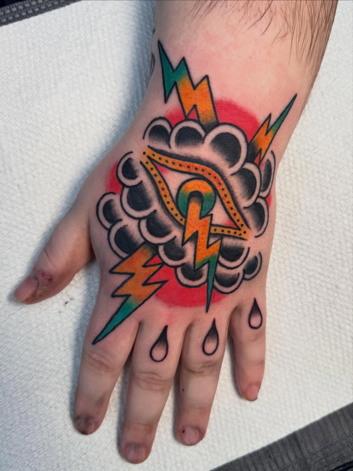 Storm Cloud Eye Hand Tattoo