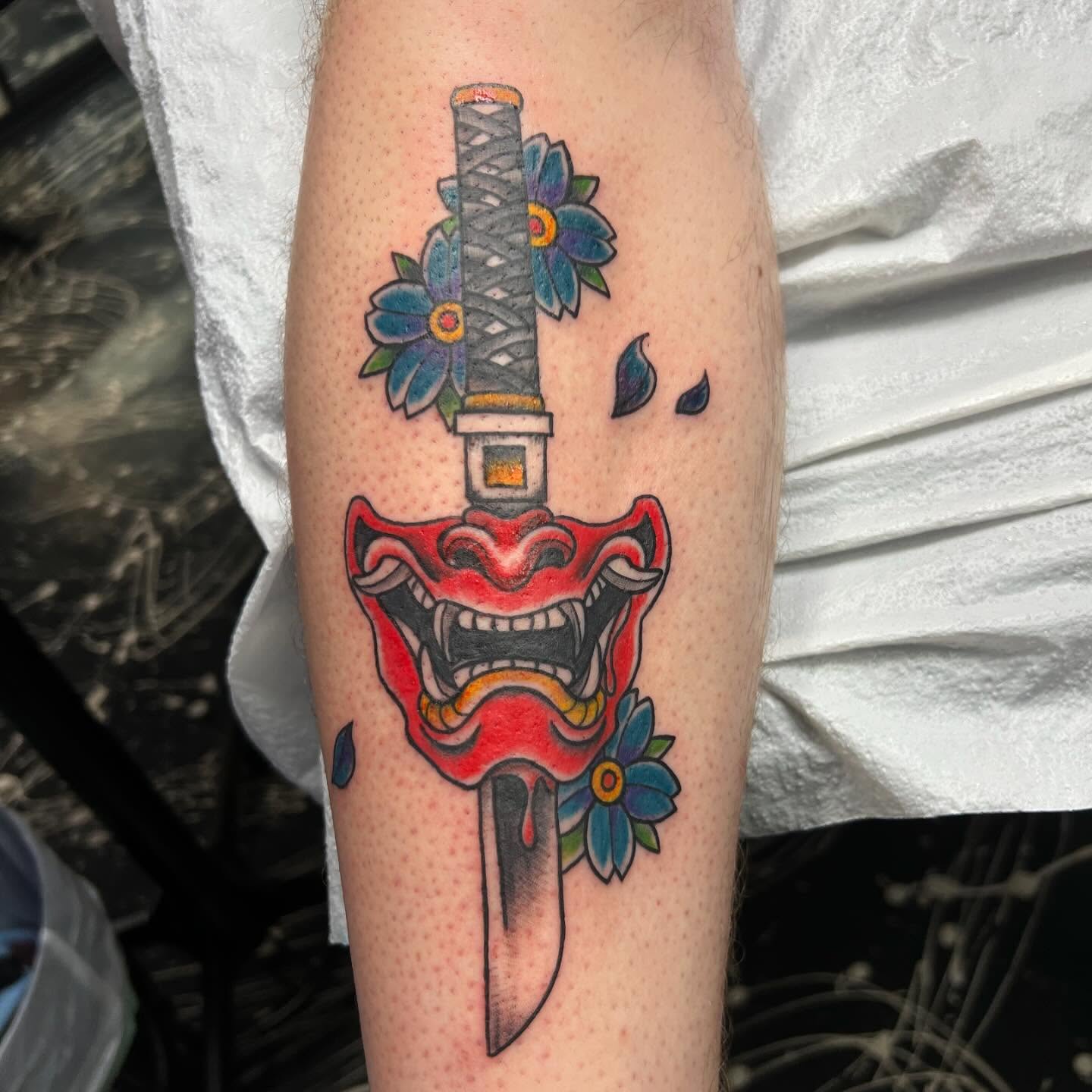 Hannya Mask and Tanto Tattoo