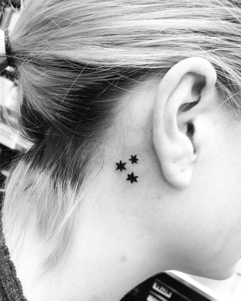 Dandelion Seeds Behind Ear Tattoo