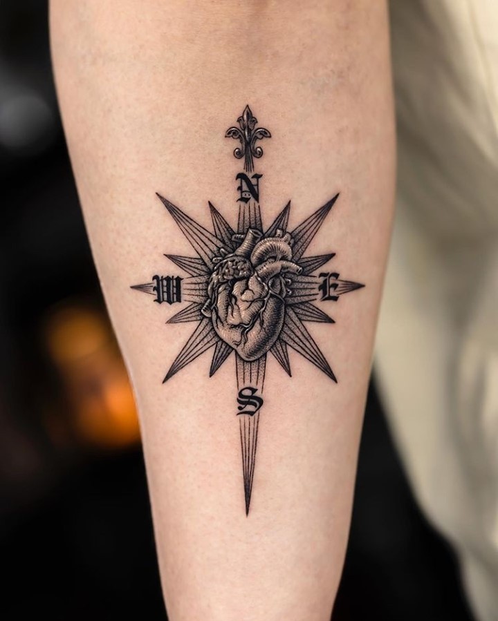 Heart and Compass Tattoo timeless compass tattoo designs tattoo