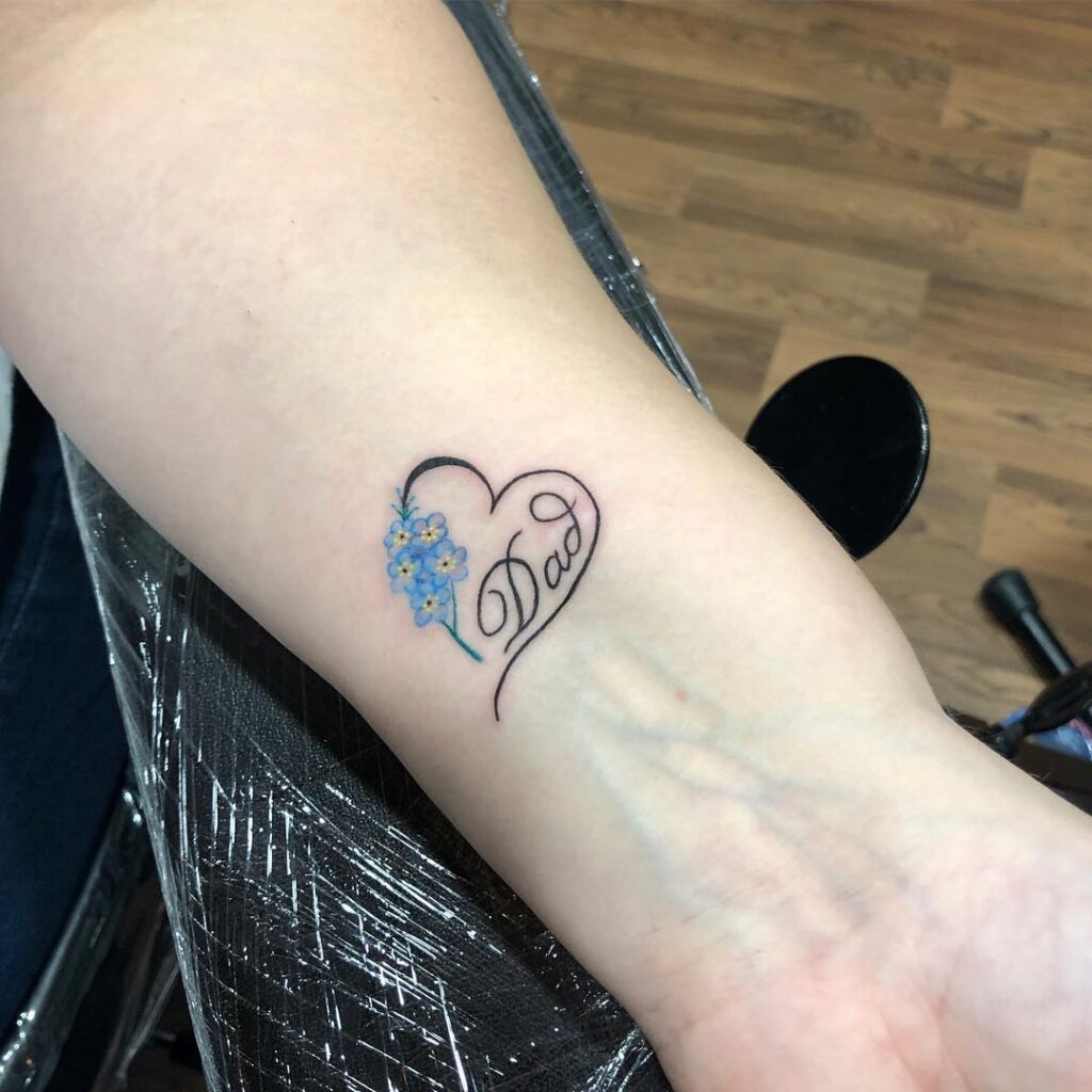 Heart and Forget-Me-Not Dad Tattoo dad memorial tattoos tattoo