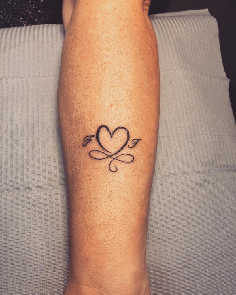 Heart and Infinity Symbol with Initials grandchildren tattoos for grandparents tattoo