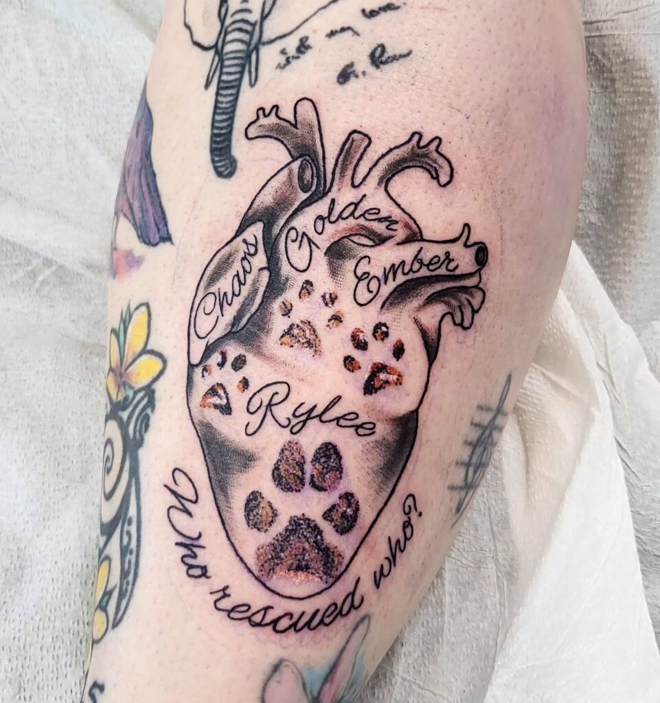 Heart and Paw Prints Tribute Tattoo paw print tattoo ideas tattoo
