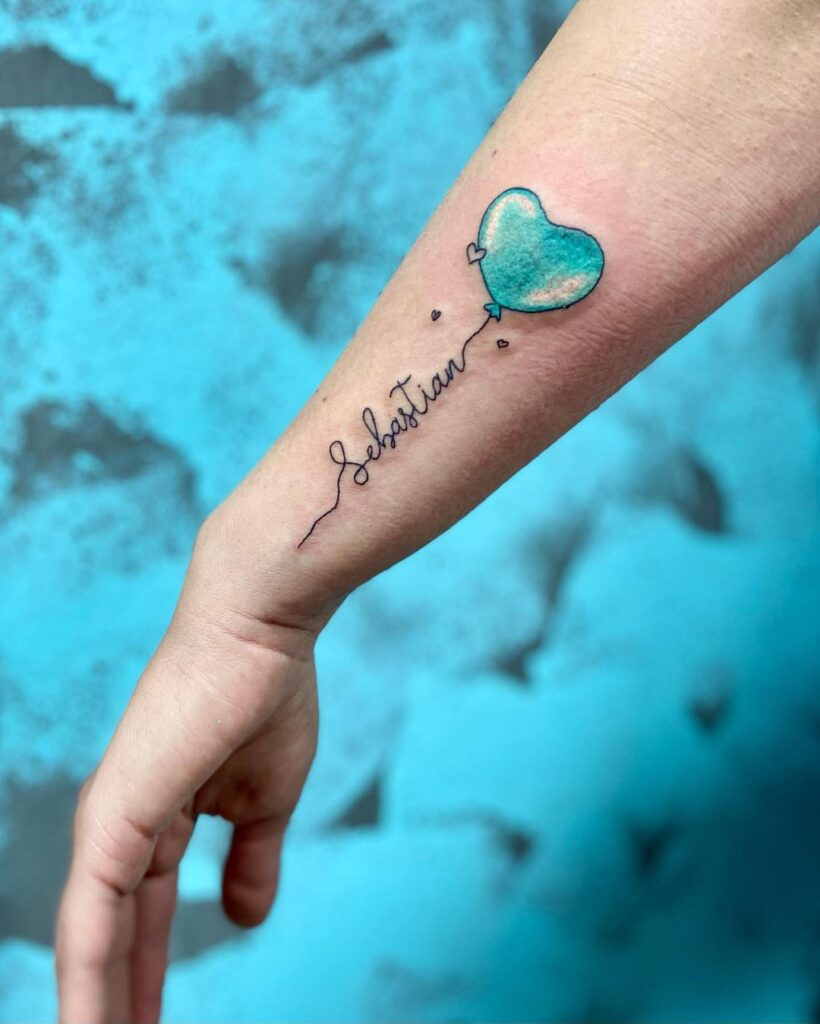 Heart Balloon Name Tattoo