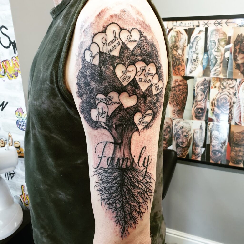 Heart-Inspired Family Tree Tattoo family tree tattoos tattoo