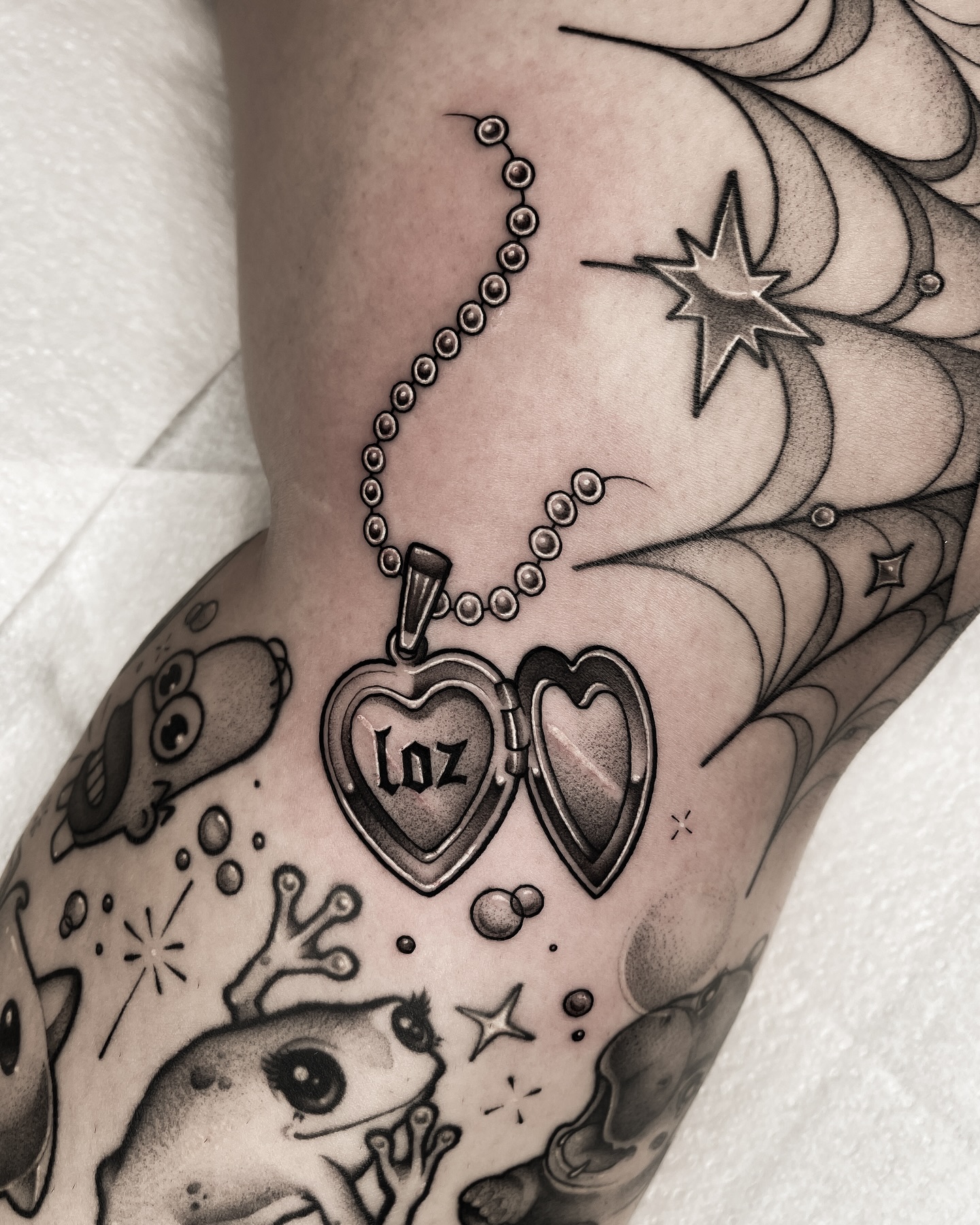 Pet Portrait Heart Locket Tattoo