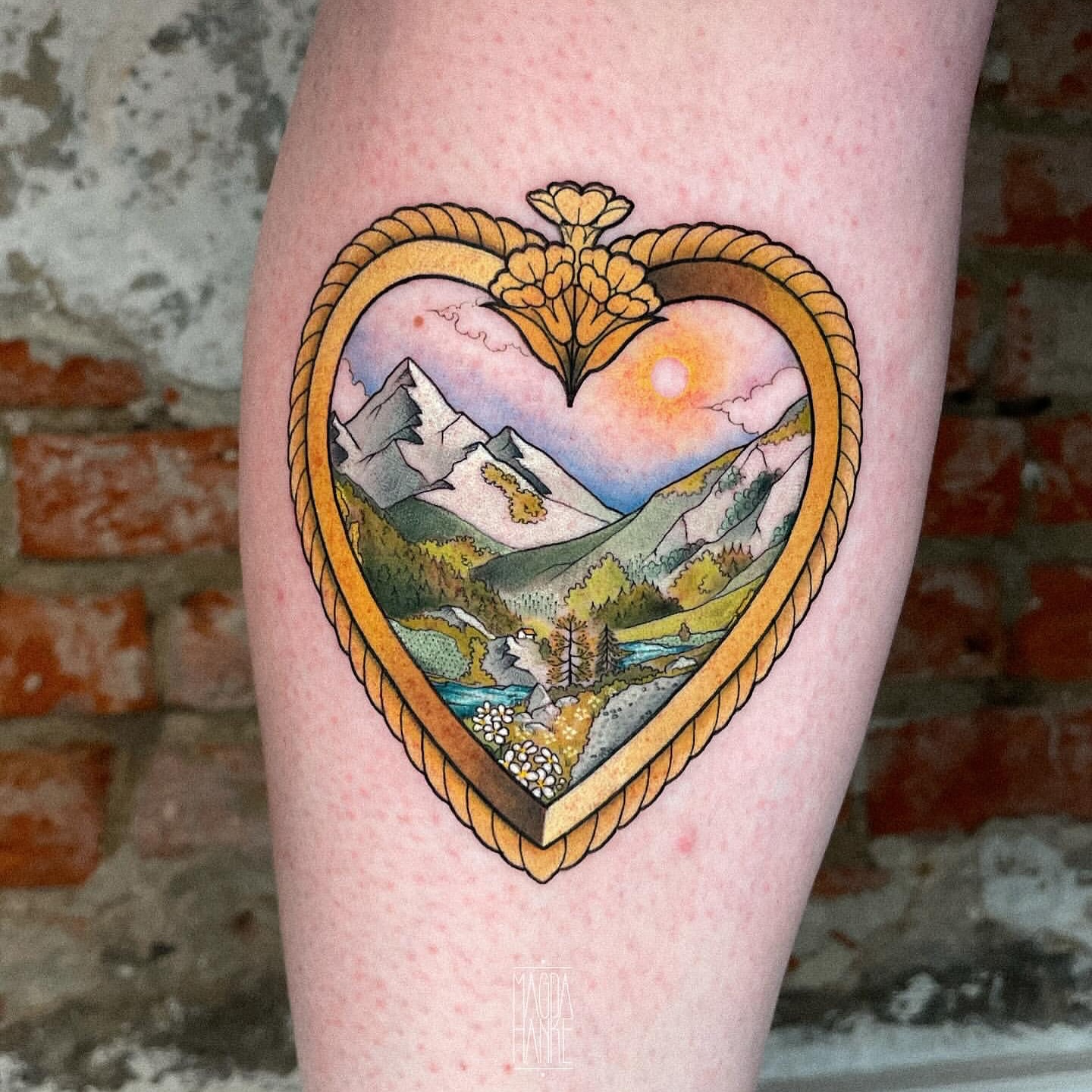 Heart Shaped Alpine Sunrise Valley sunrise tattoo