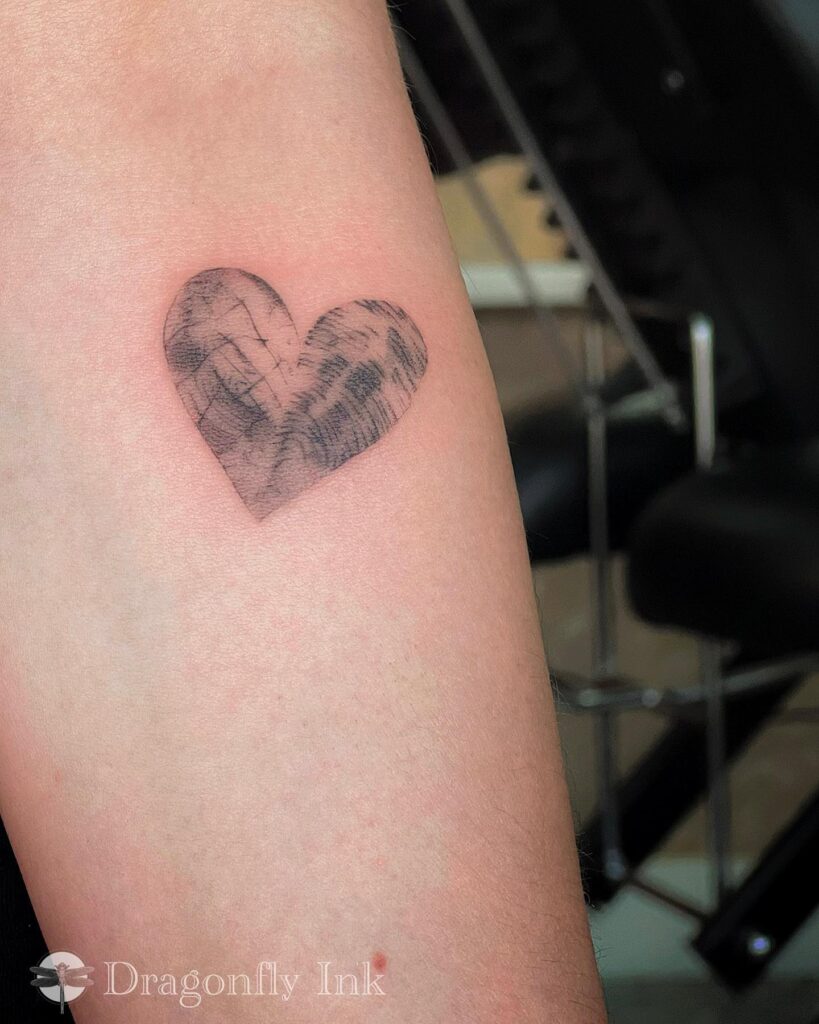 Fineline Fingerprint Heart Tattoo fingerprint tattoos tattoo