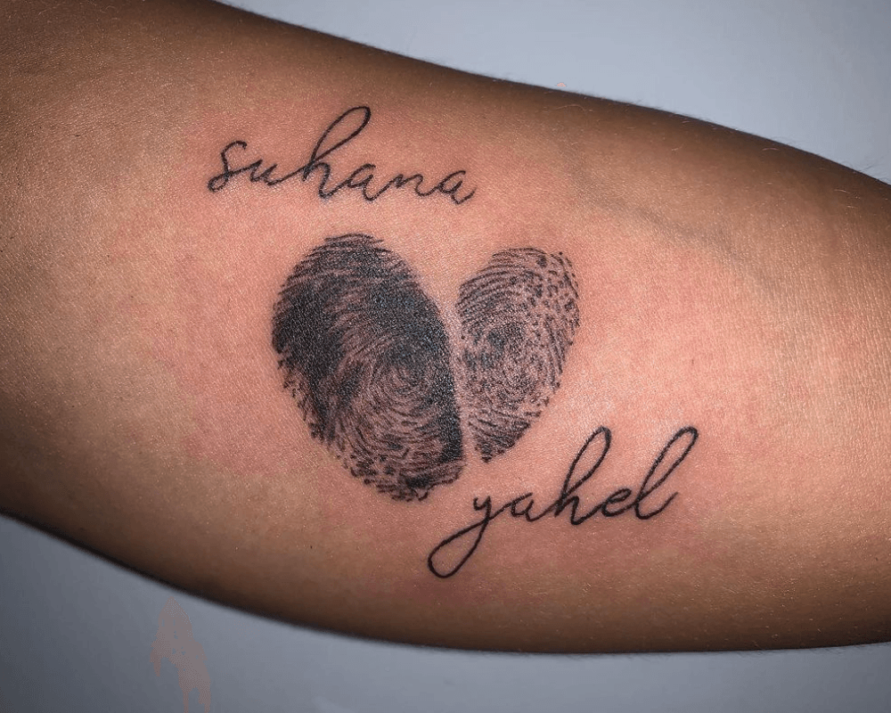 Heart Shaped Fingerprints with Names