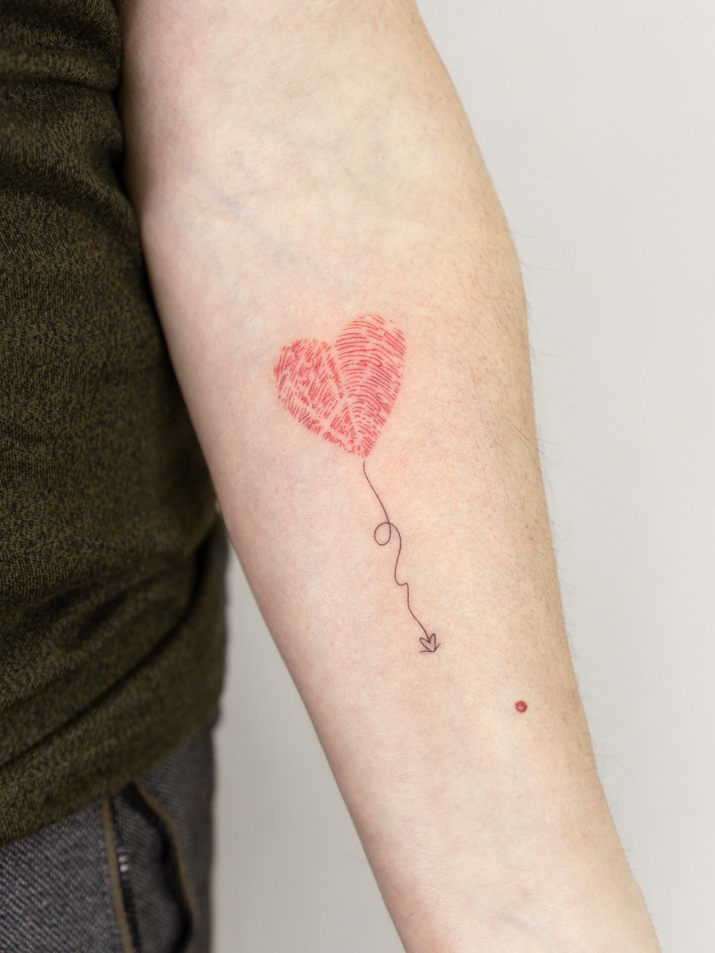 Fingerprint Heart Balloon Tattoo