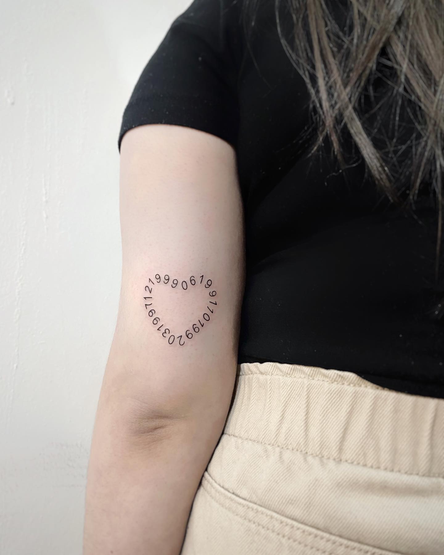 Heart Outline Date Number Tattoo