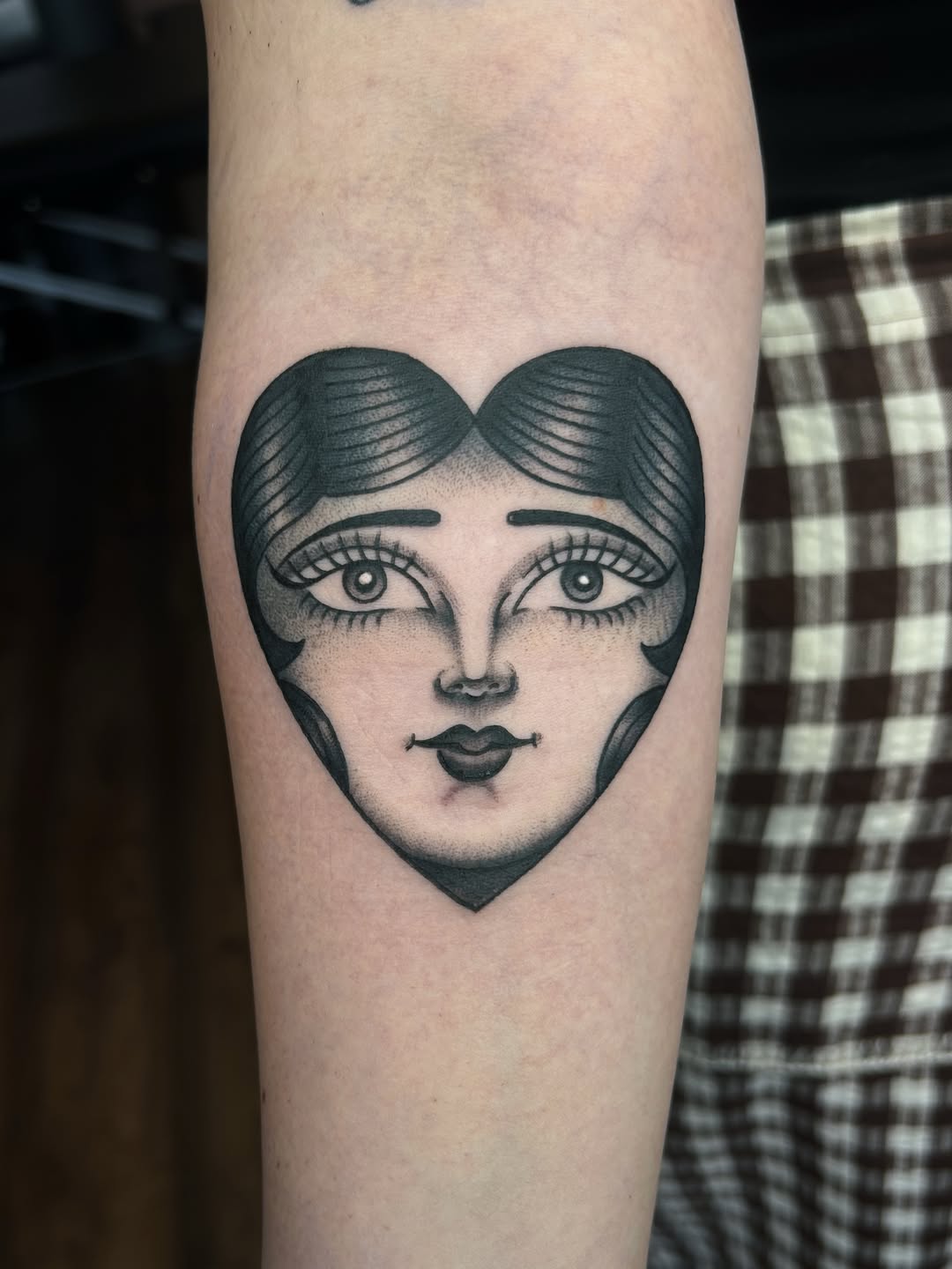 Heart Shaped Woman Face Tattoo