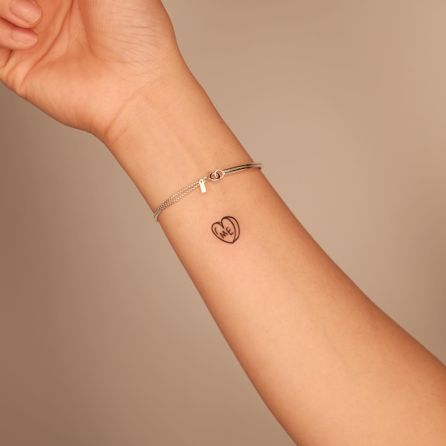 Heart With ME Initials Tattoo