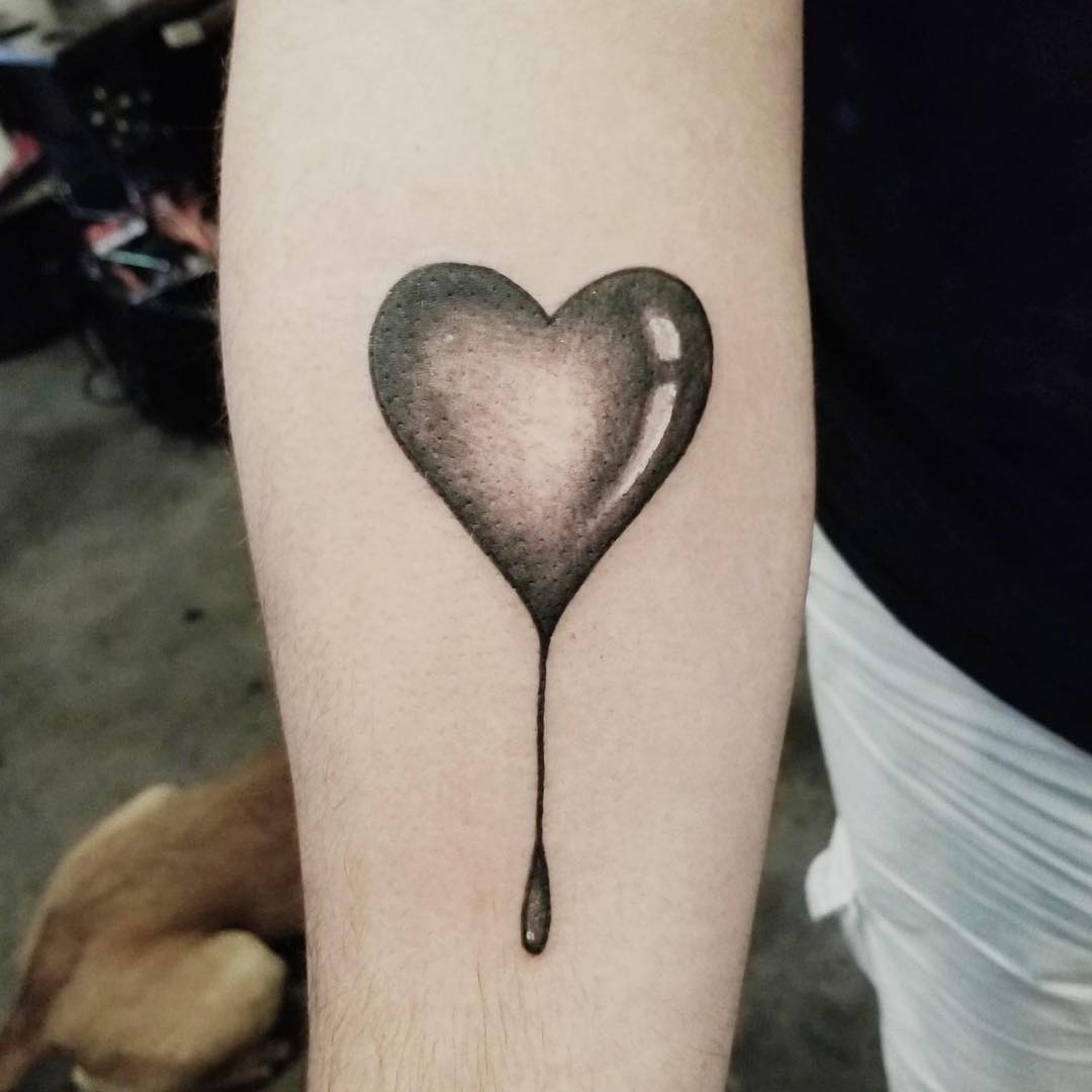 Melting Black Heart Tattoo
