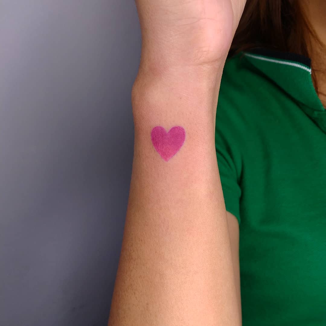 Solid Pink Heart Tattoo