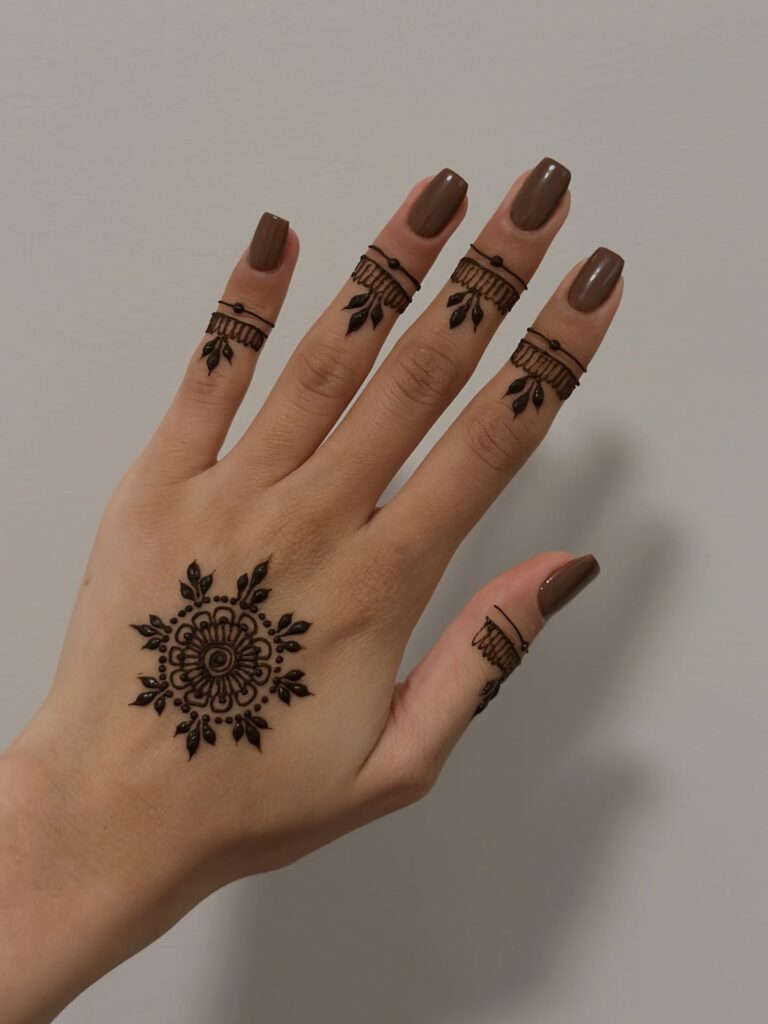 Delicate Henna Bracelet with Finger Drop henna tattoo