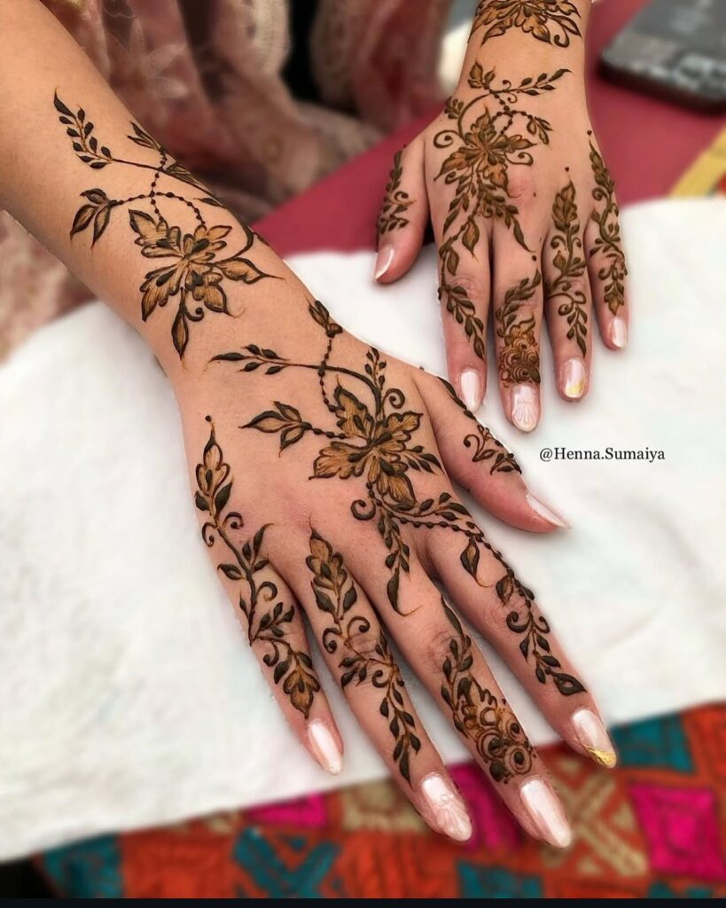 Dual Symmetrical Henna Palms henna tattoo
