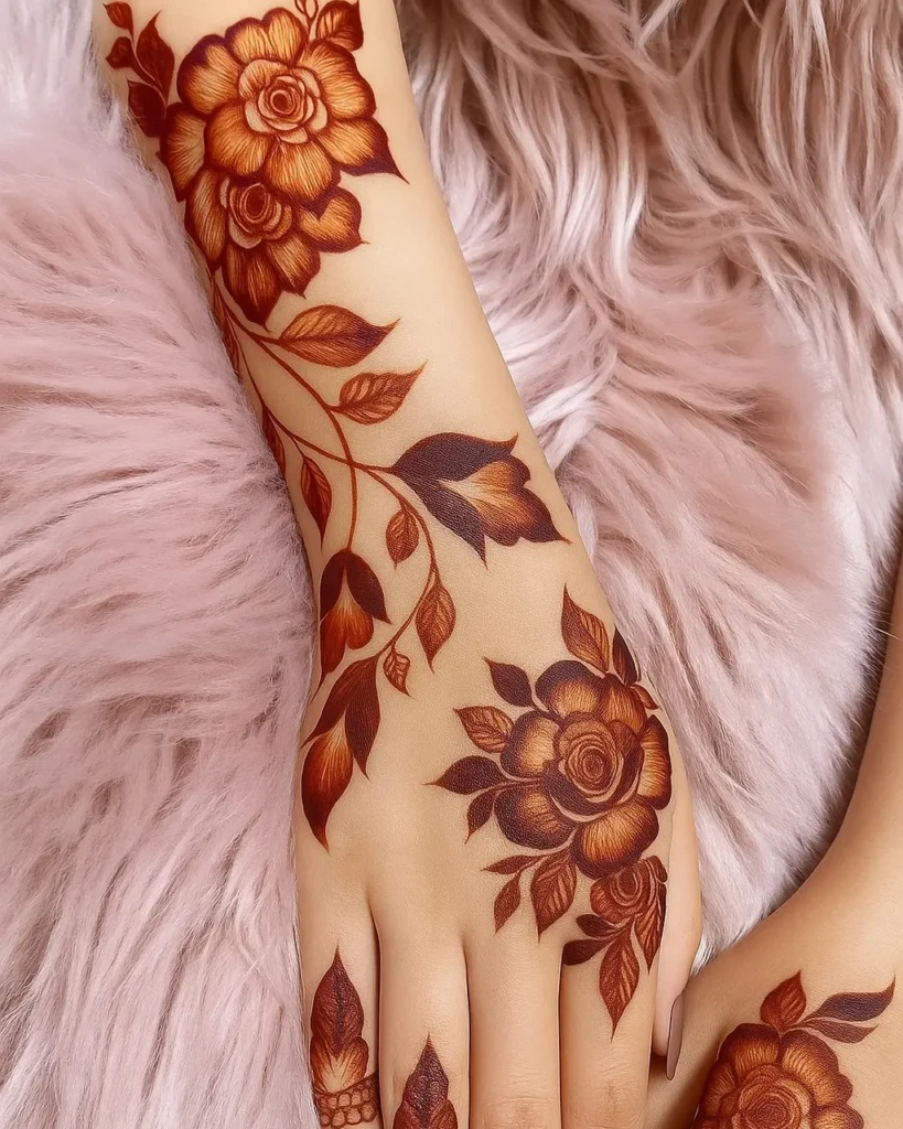 Floral Vine Cuff on Inner Wrist henna tattoo
