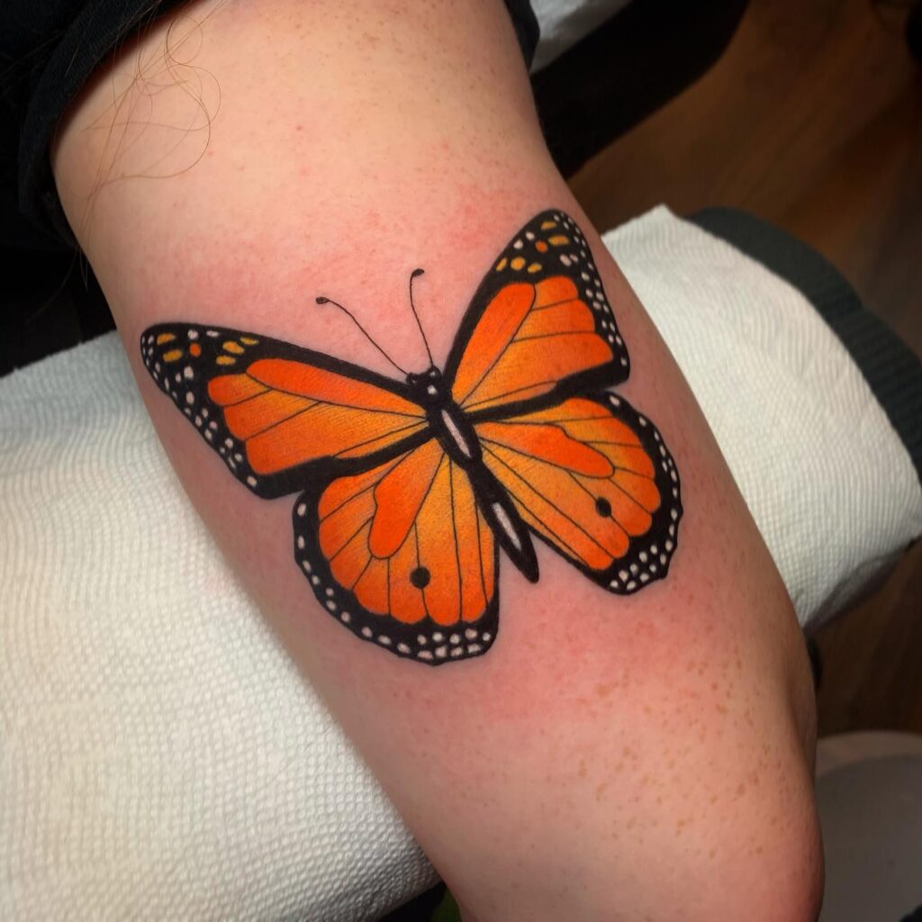 Bold monarch butterfly tattoo