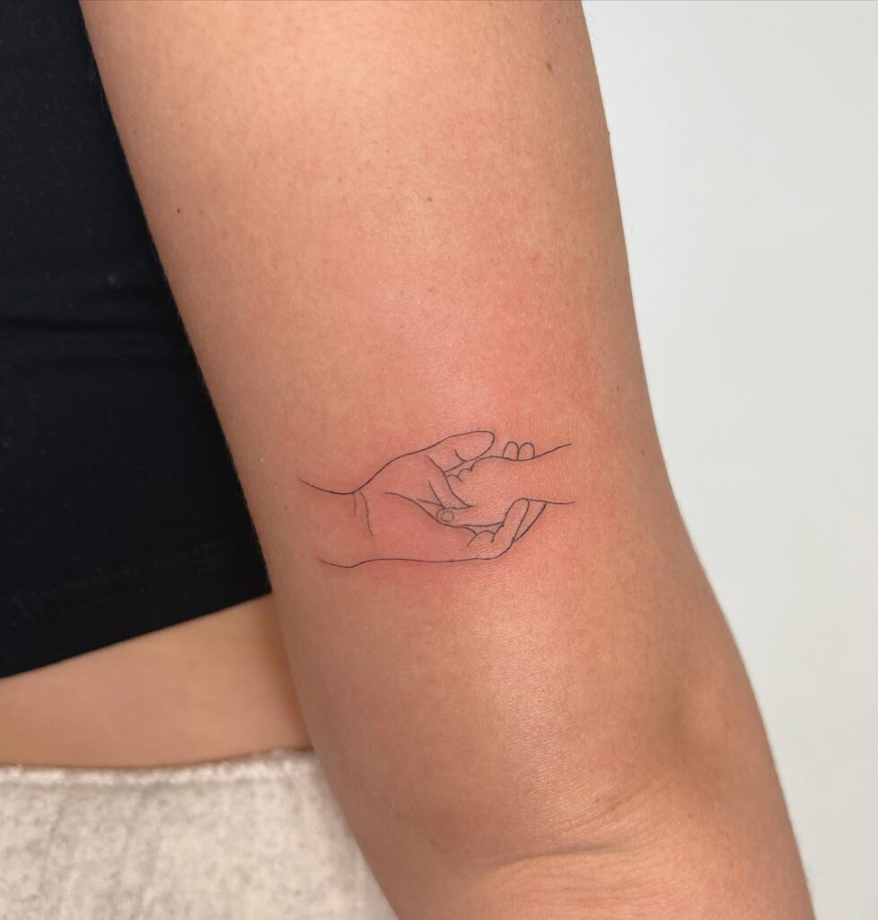 Holding Hands Outline Tattoo father daughter tattoos tattoo
