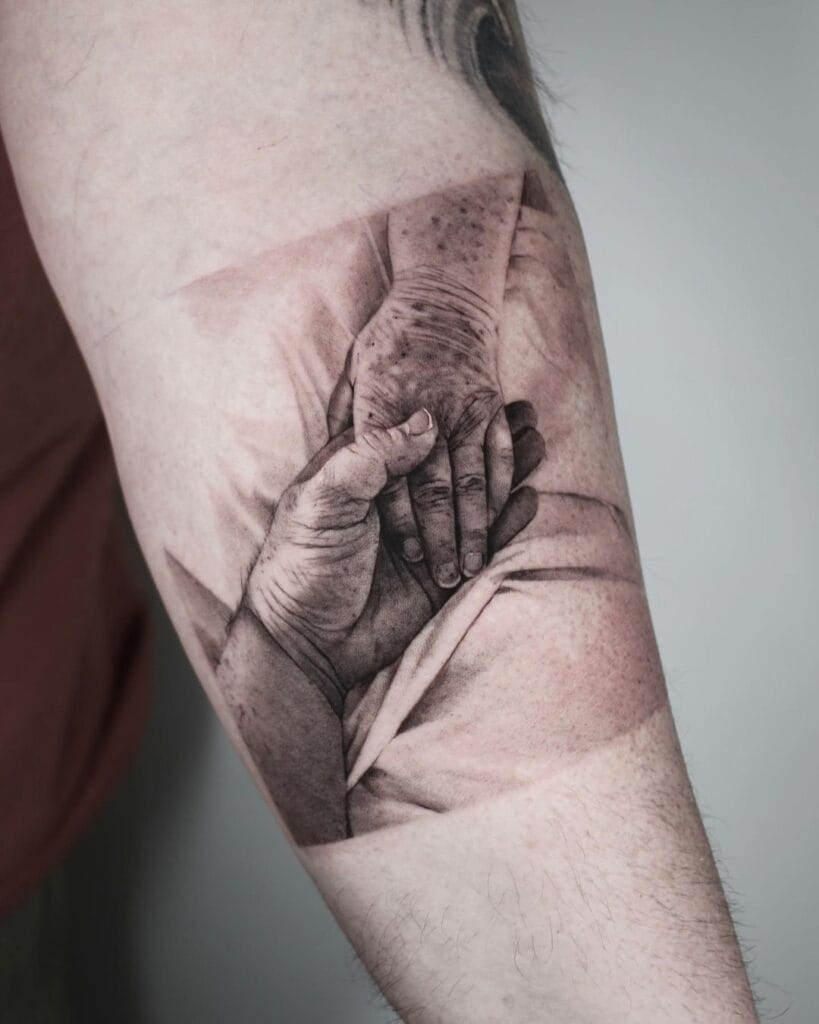 Holding Mum&rsquo;s Hand memorial tattoos tattoo