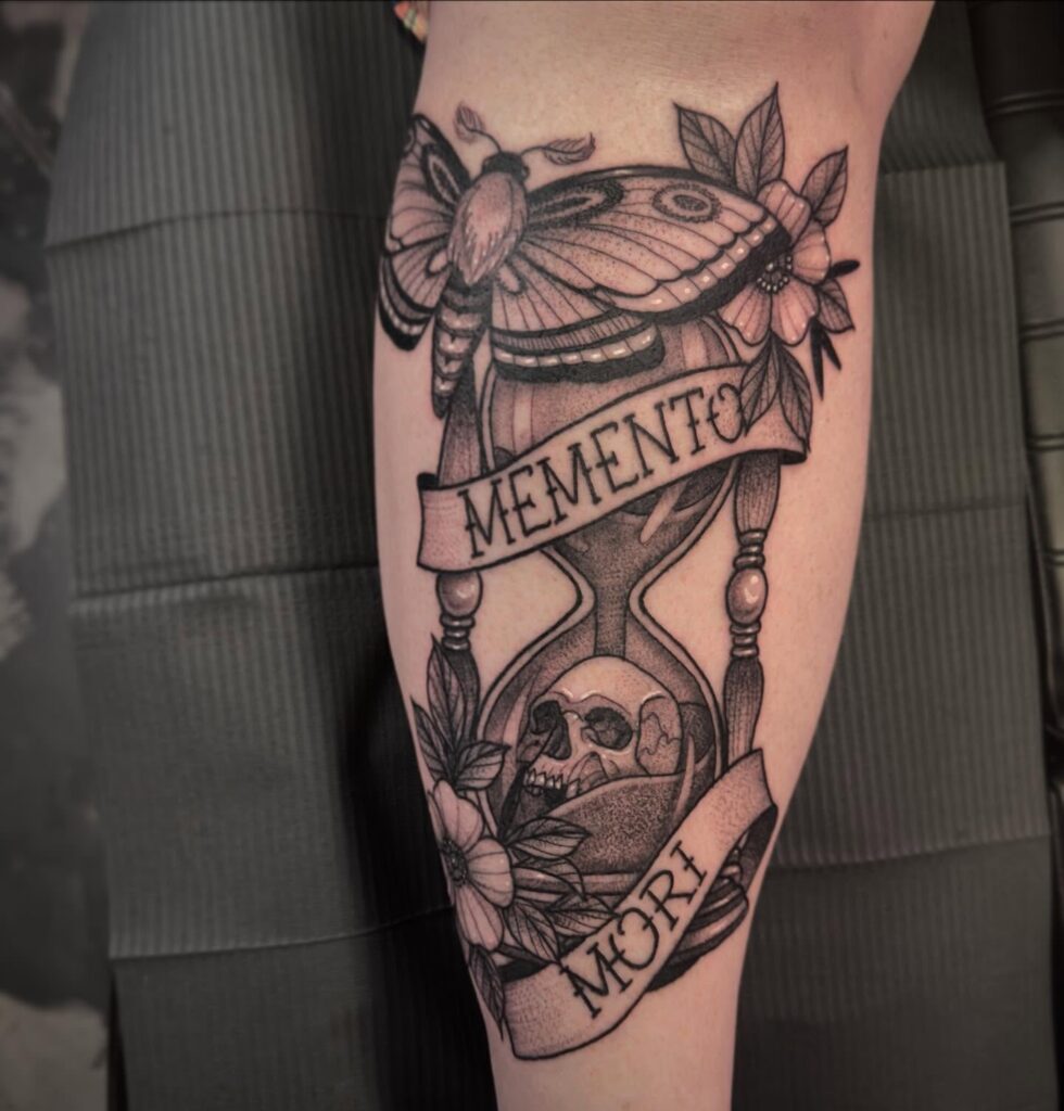 Skull Flower Memento Mori Tattoo