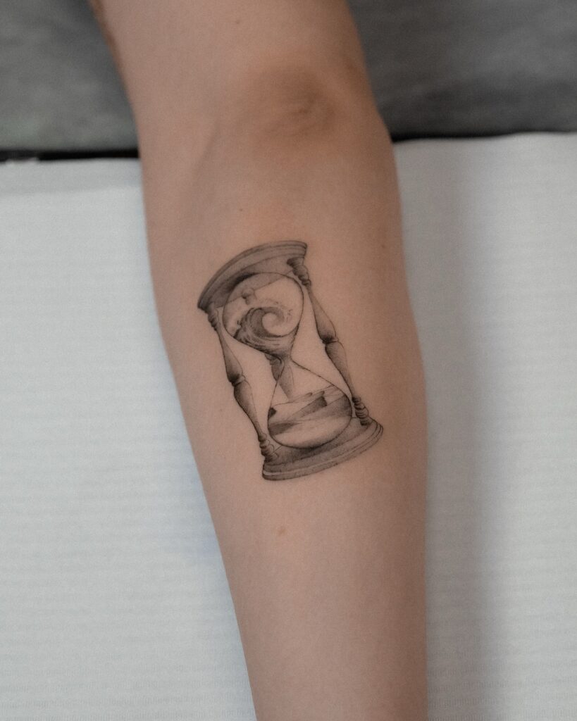 Hourglass with Tsunami and Desert hourglass tattoo ideas tattoo