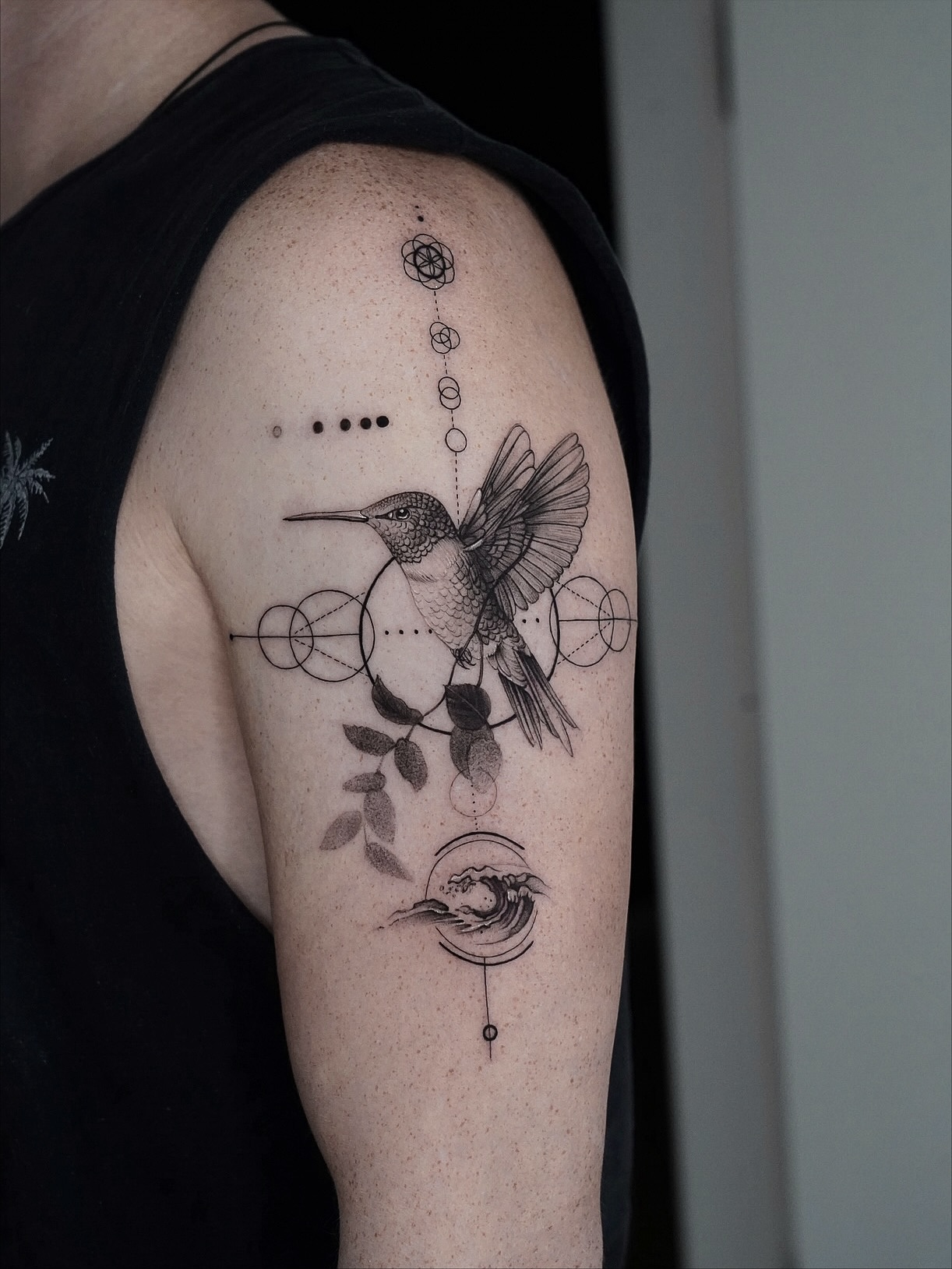 Hummingbird and Geometric Elements Tattoo nature tattoos for women tattoo