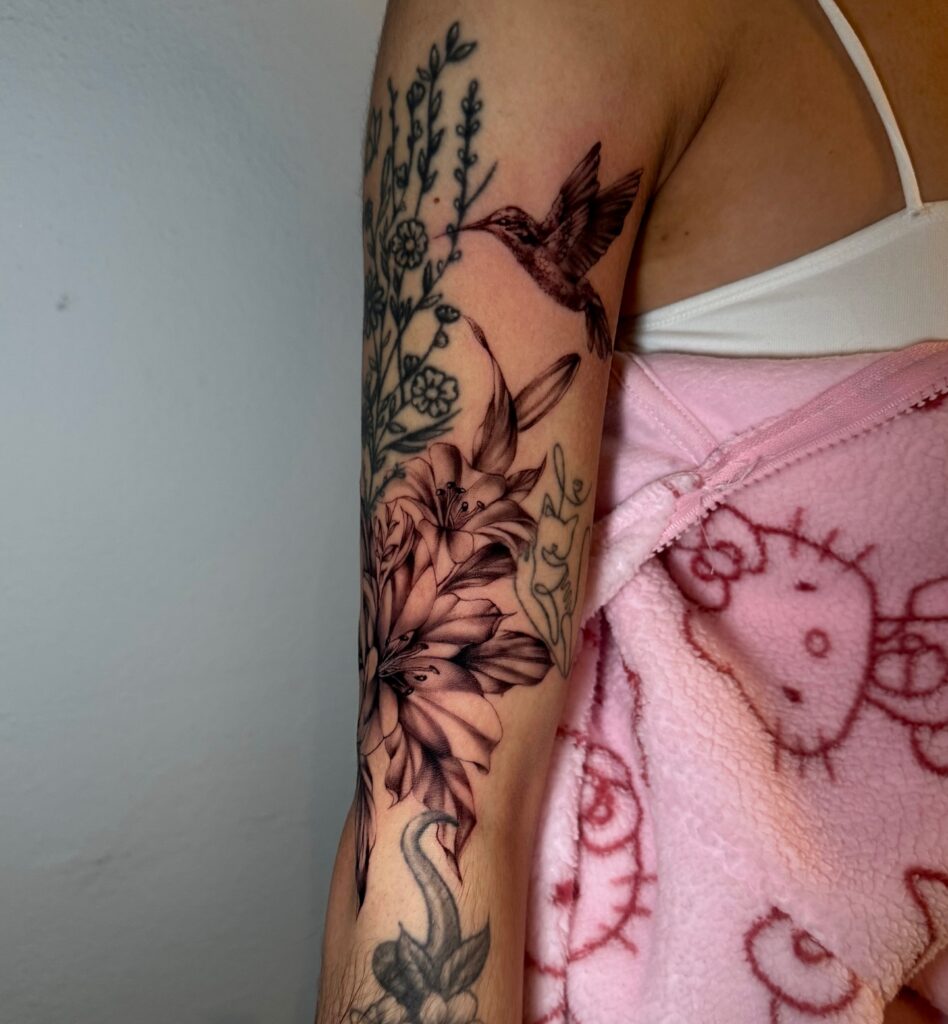 Buzzing Bee Sleeve Filler Tattoo Design