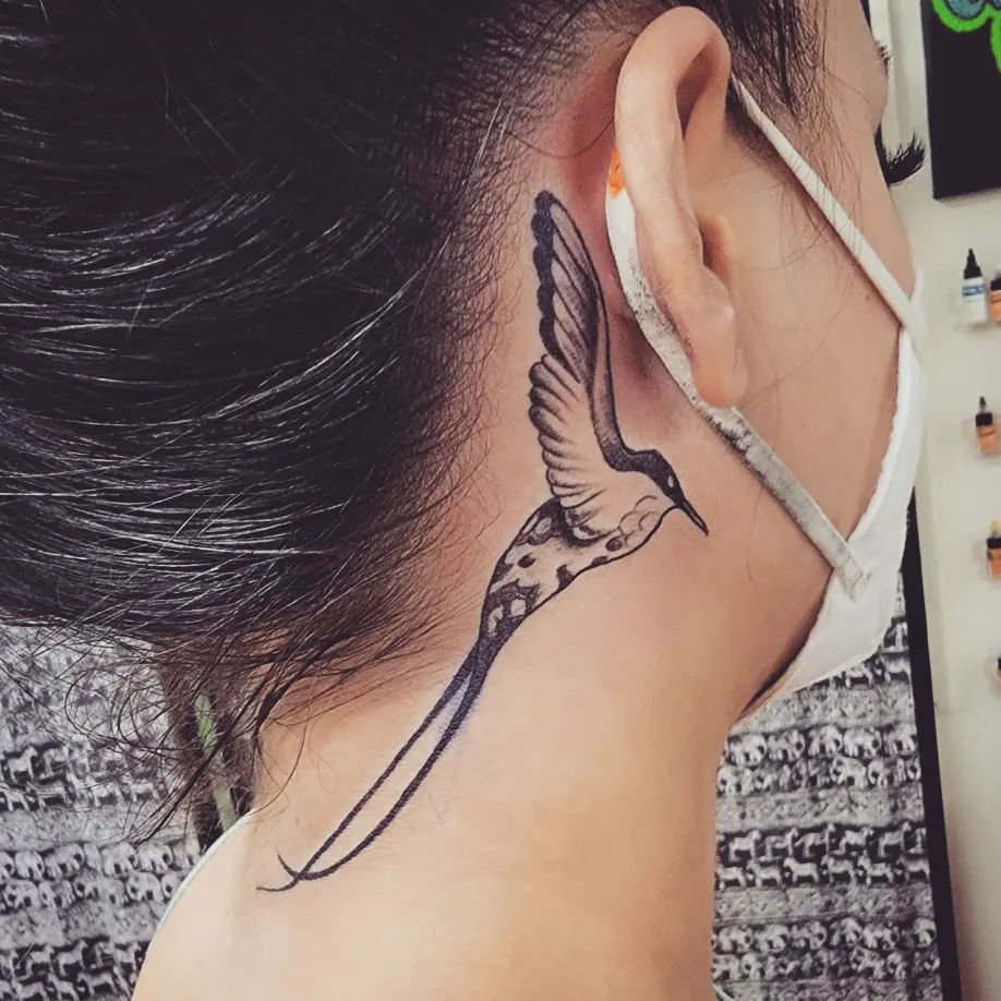 Mute Symbol Behind the Ear Tattoo behind the ear tattoos tattoo