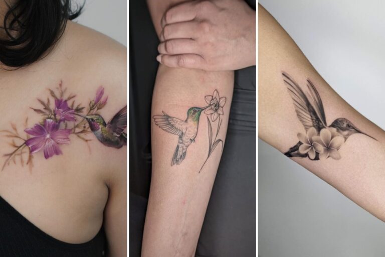 Aesthetic hummingbird tattoos and delicate ink ideas collage