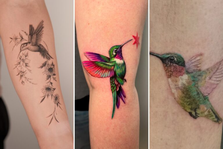 Aesthetic hummingbird tattoos ideas and delicate ink ideas collage