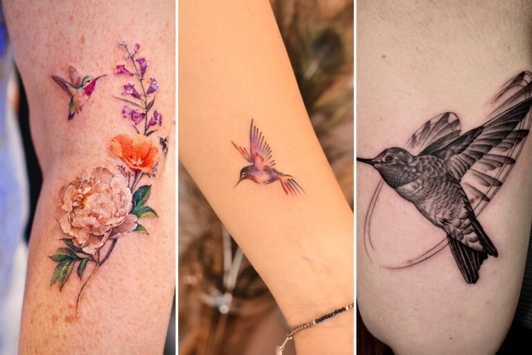 Aesthetic hummingbird tattoos ideas and delicate ink ideas collage