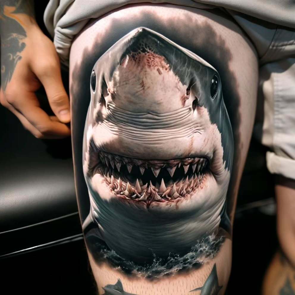 Zebra Shark Top View Tattoo