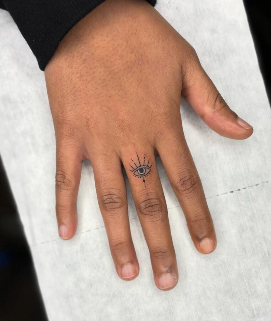 Sun And Moon Matching Finger Tattoos