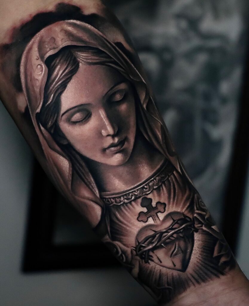 Crown of Sorrows Virgin Mary Tattoo virgin mary tattoos tattoo