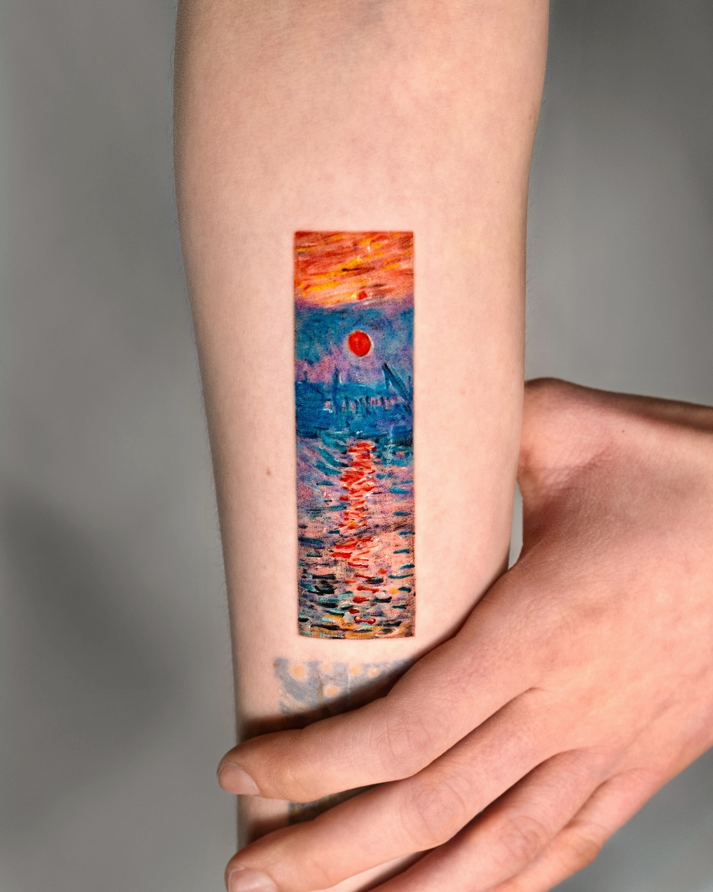 Impressionist Sunrise over Calm Waters sunrise tattoo