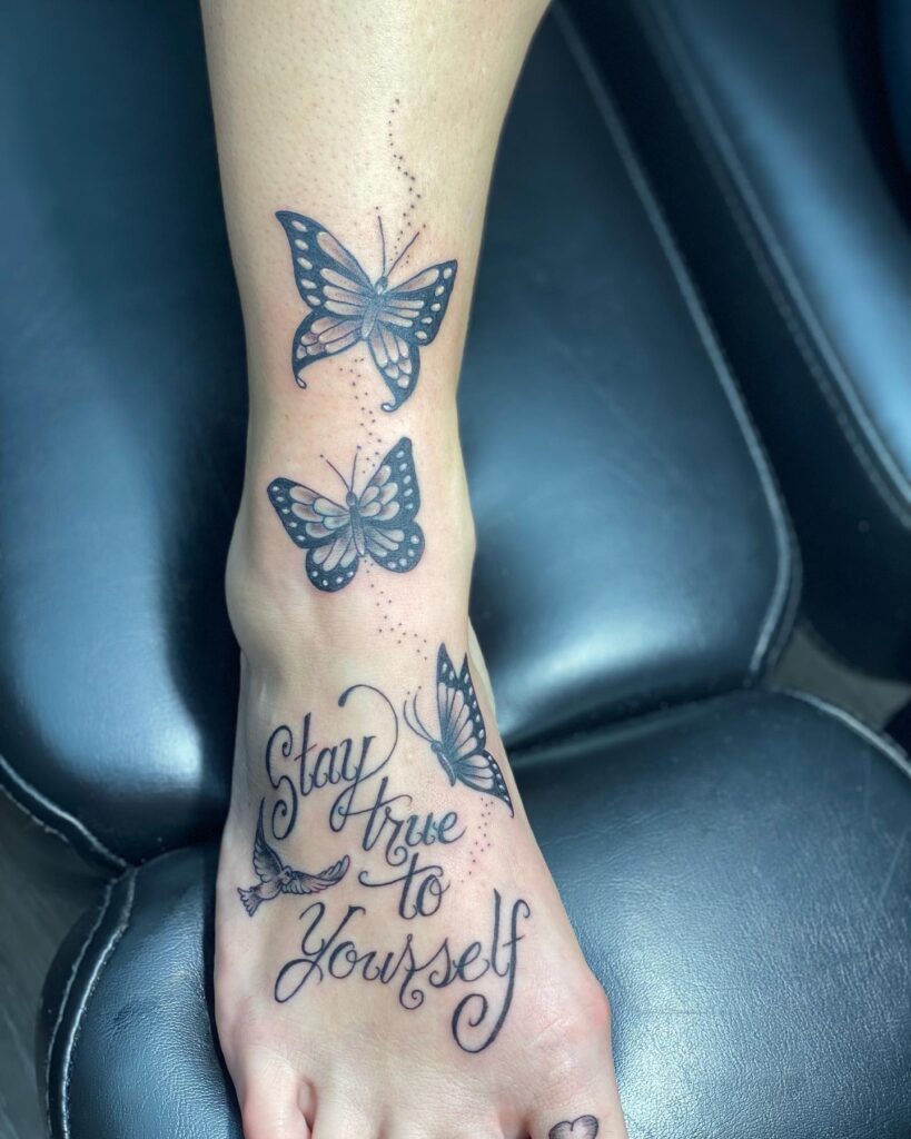 Inspirational Butterfly Foot Tattoo