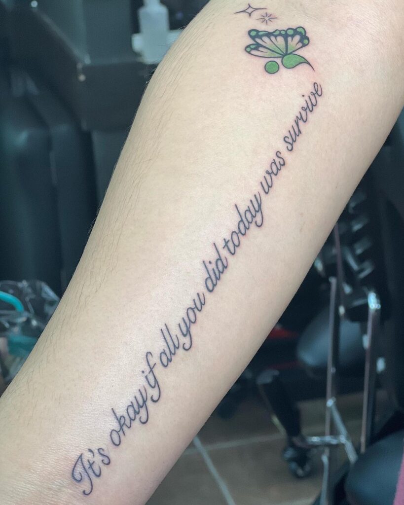 Inspirational Script and Butterfly Tattoo meaningful semicolon tattoo ideas tattoo