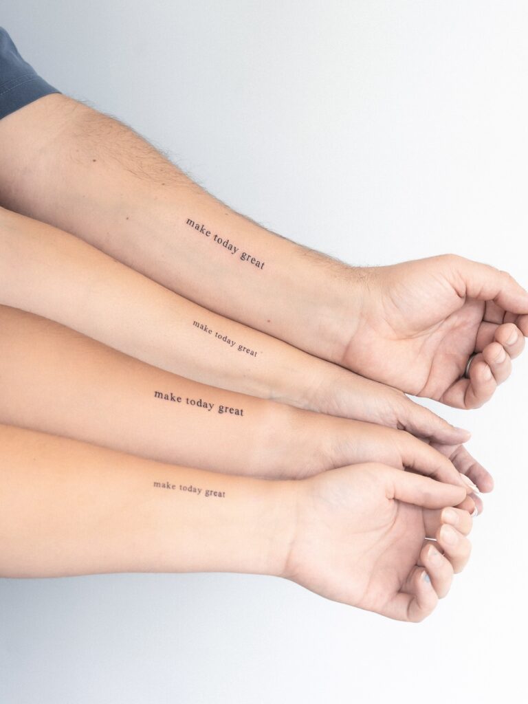 Inspiring Affirmation Script matching family tattoo