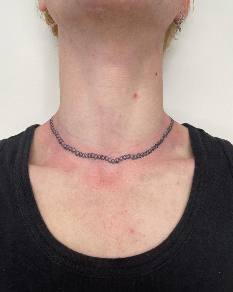 Beaded Warrior Necklace Tattoo With Demon Mask