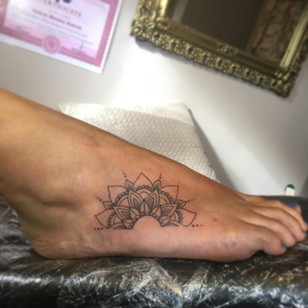 Black And Grey Butterflies Foot Tattoo