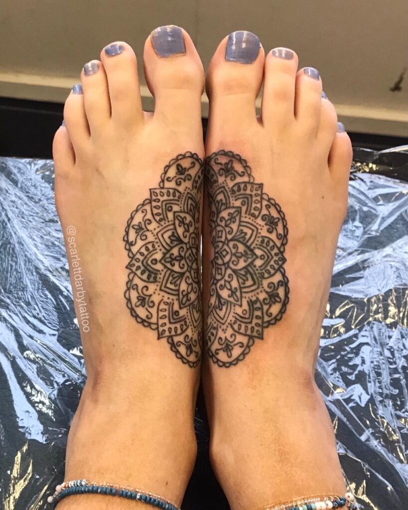 Gothic Castle-Inspired Foot Tattoo Design
