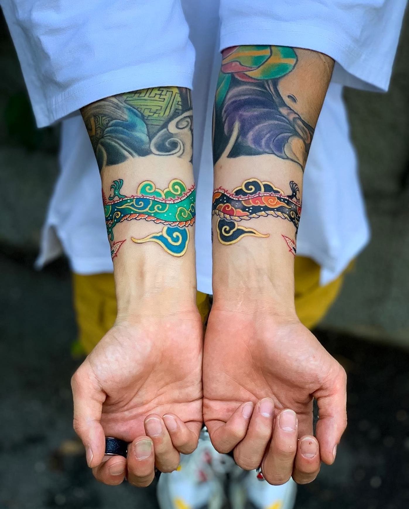 Japanese Cloud Band Wrist Tattoos